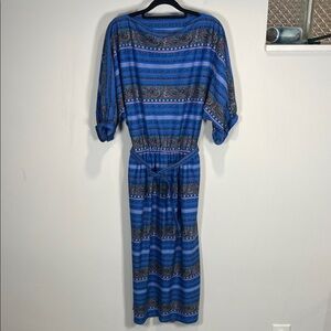 Blue Paisley Patterned Maxi Dress